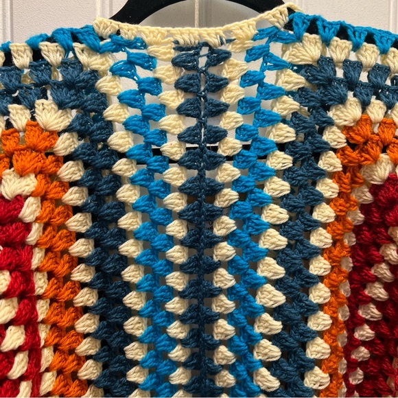Fiesta Colorful Crocheted Granny Square Open Front Sweater Cardigan. M/L. NWT. - Picture 7 of 14